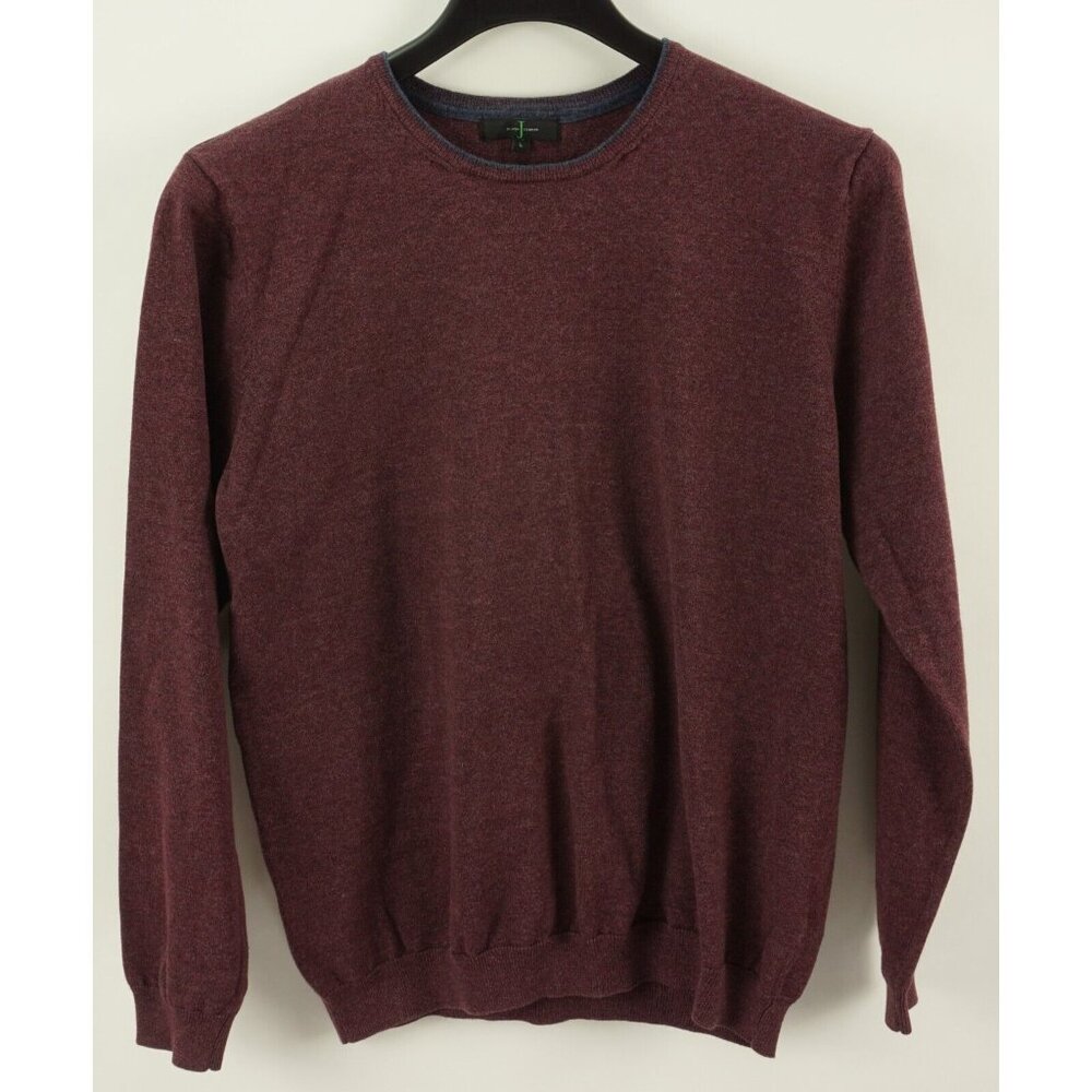 Jasper Conran Men's Large Boxy Maroon Knit Cotton Classic Crew Jumper Sweater
